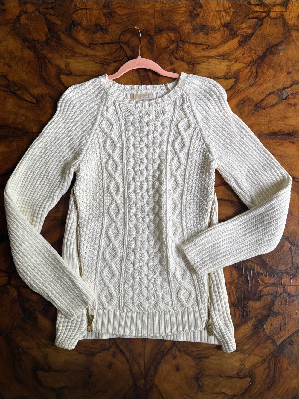 Michael Kors Cream Cable-Knit Crewneck Sweater
